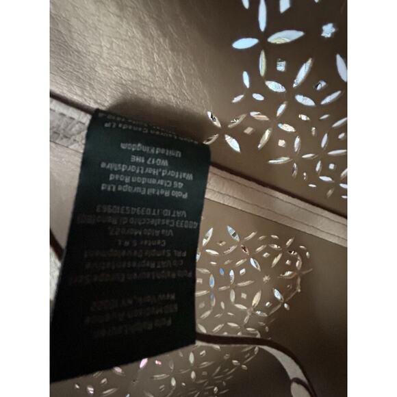 Ralph Lauren Laser Cut Perforated Chantilly Classic Tote Bag & Clutch Ivory Read - Picture 12 of 16